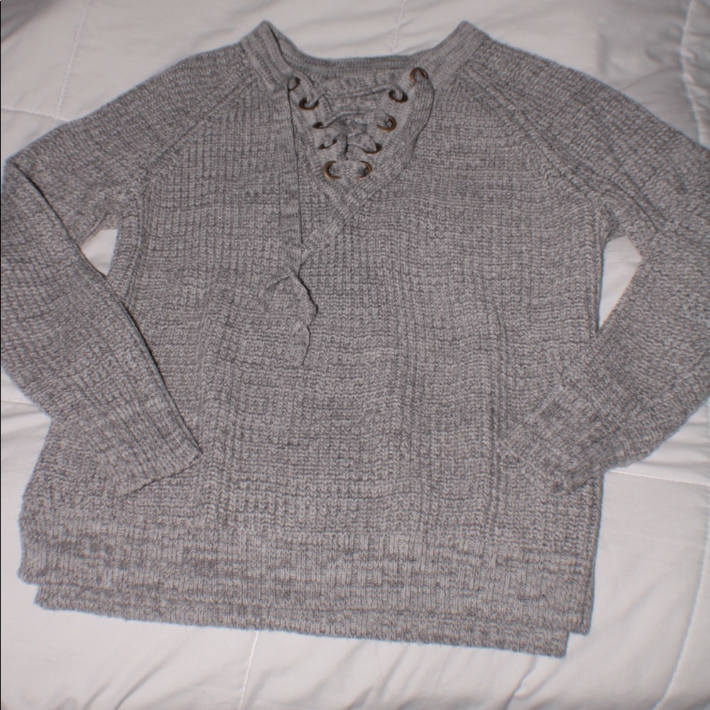 Lace up sweater